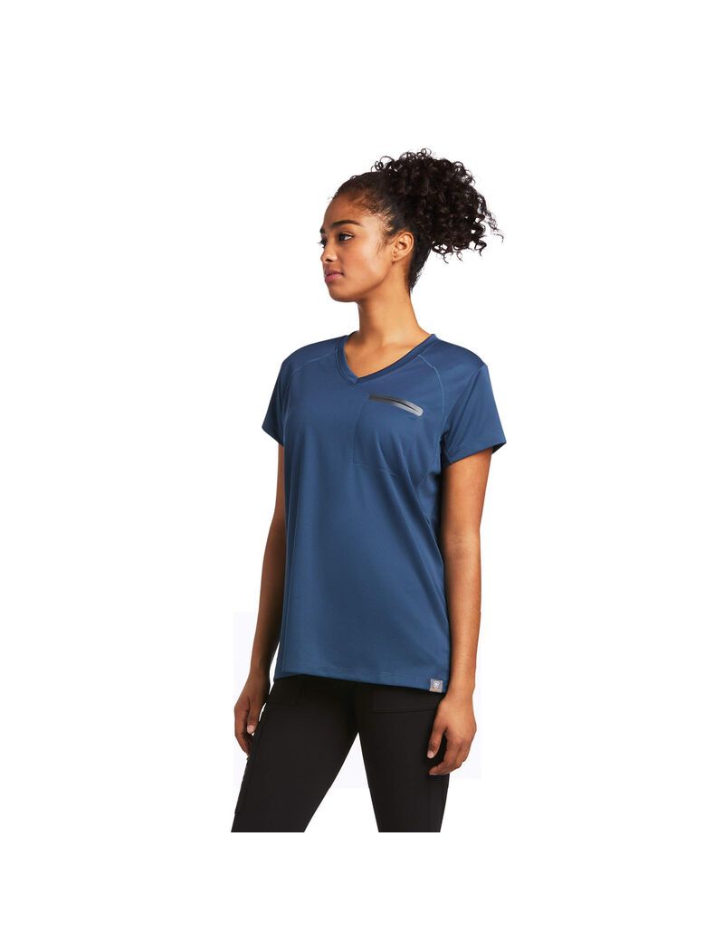 Vêtements De Travail Ariat Rebar Polartec Elite All Season T Shirts Bleu Vert Foncé | XVC-2099807