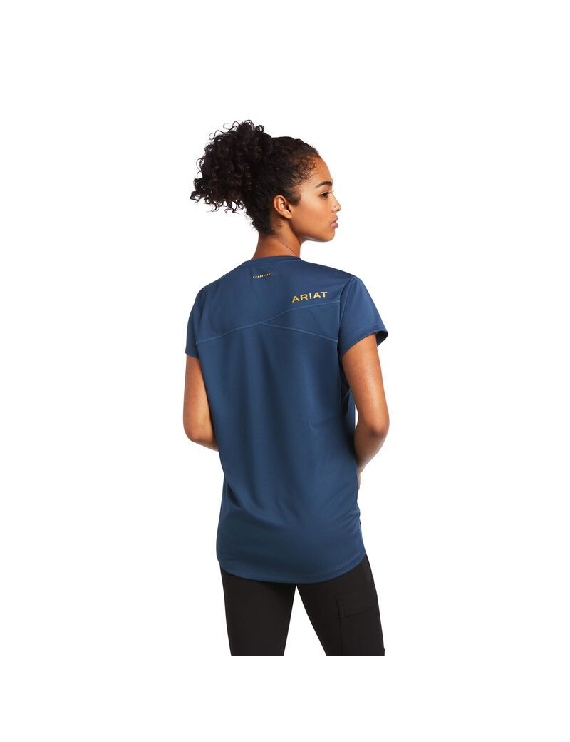 Vêtements De Travail Ariat Rebar Polartec Elite All Season T Shirts Bleu Vert Foncé | XVC-2099807