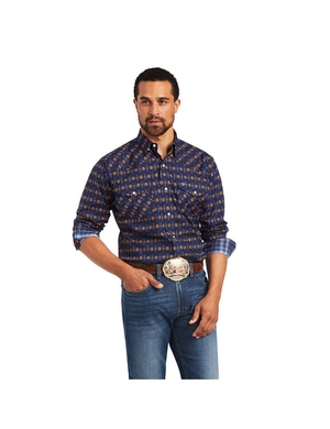 T Shirts Ariat Relentless Steeled Stretch Classiche Fit Snap Bleu Marine | URT-2677335