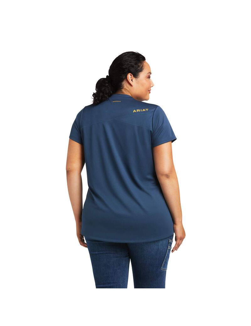 Vêtements De Travail Ariat Rebar Polartec Elite All Season T Shirts Bleu Vert Foncé | XVC-2099807