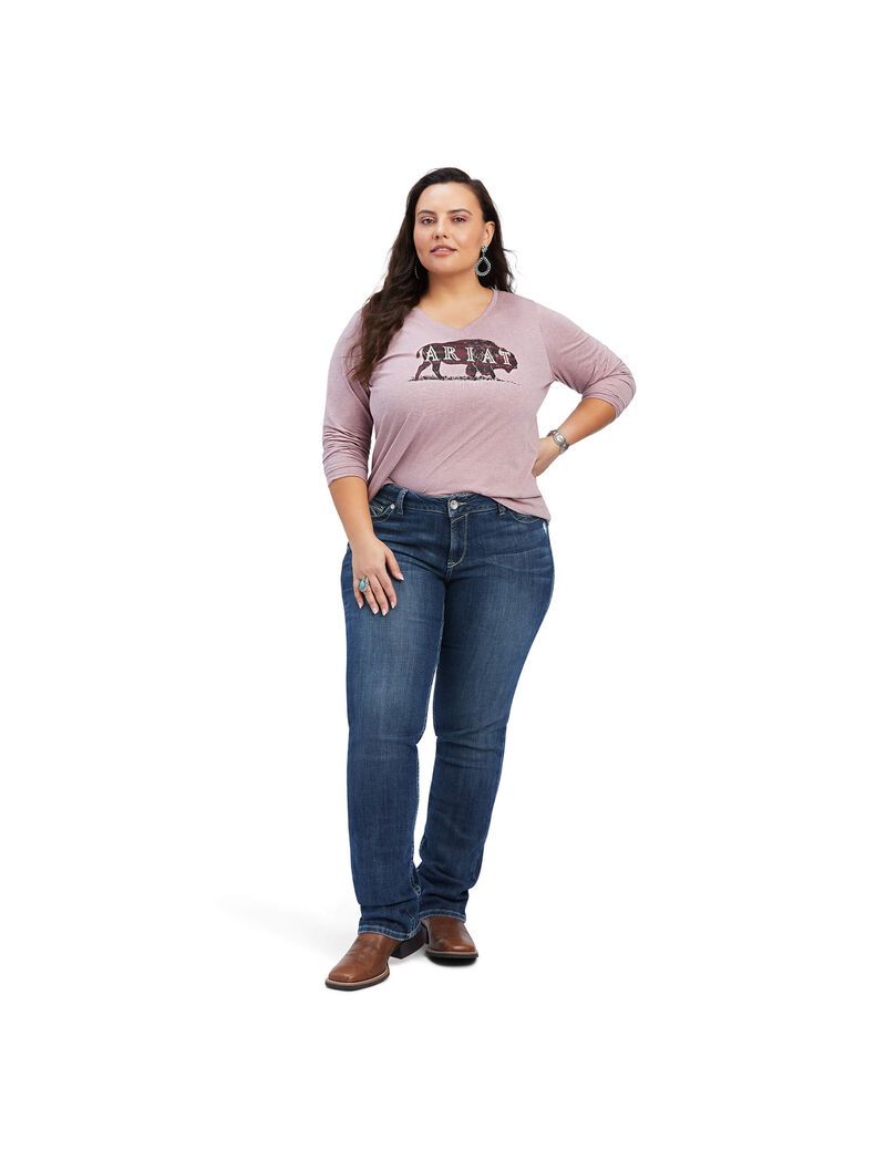 Hauts Ariat REAL Chest Logo Relaxed Tee Rose | PNA-8487777