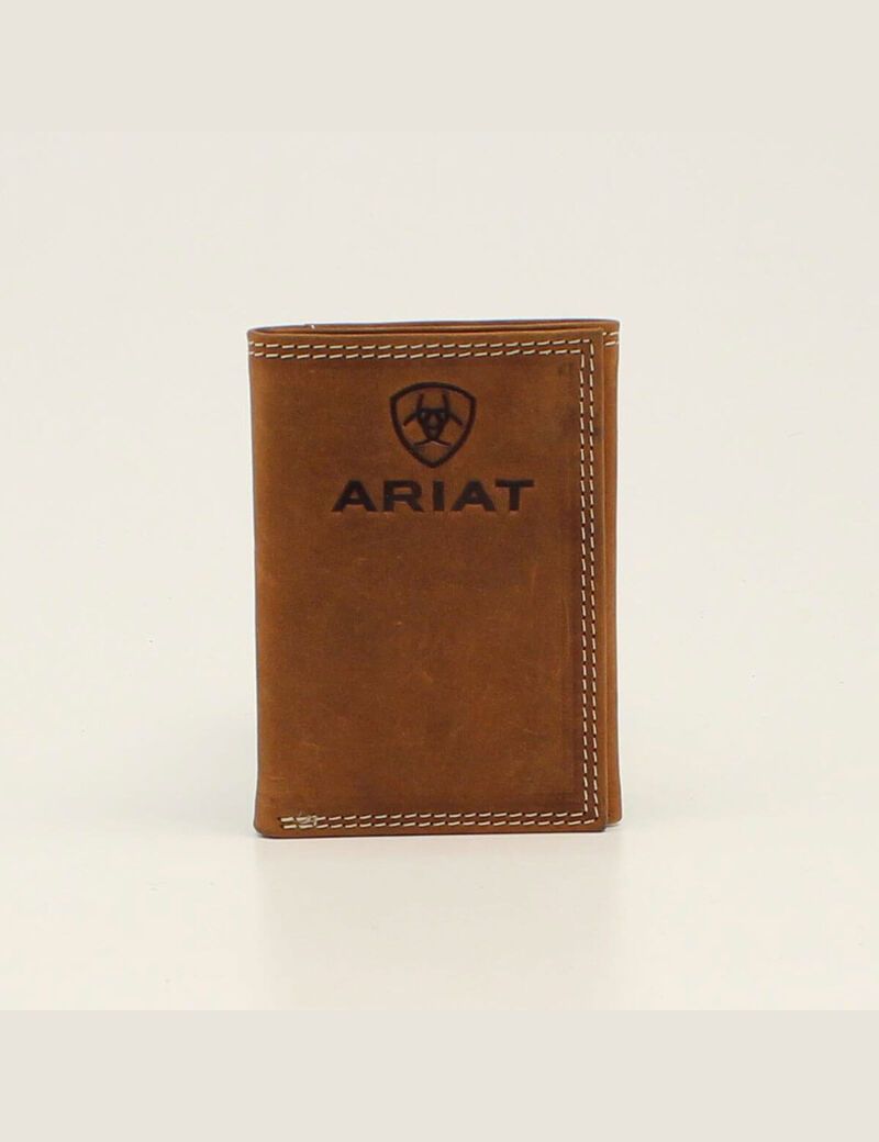 Portefeuilles Ariat Trifold Stacked Logo Marron | TDO-5287761