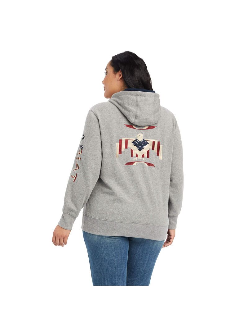 Sweat à Capuche Ariat Thunderbird Chimayo Grise | LHZ-2247856