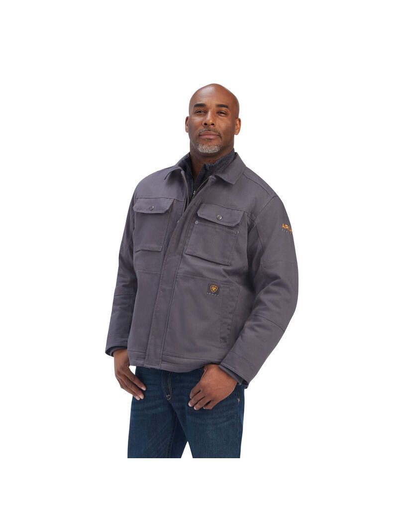 Vêtements De Travail Ariat Rebar DuraCanvas Sherpa-Doublée Coats Grise | FWU-9905311