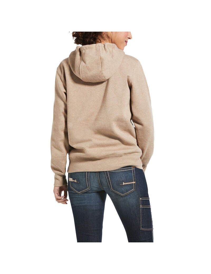 Sweat à Capuche Ariat Rebar Skill Set 1/2 Zip Beige Foncé | MGM-8749262