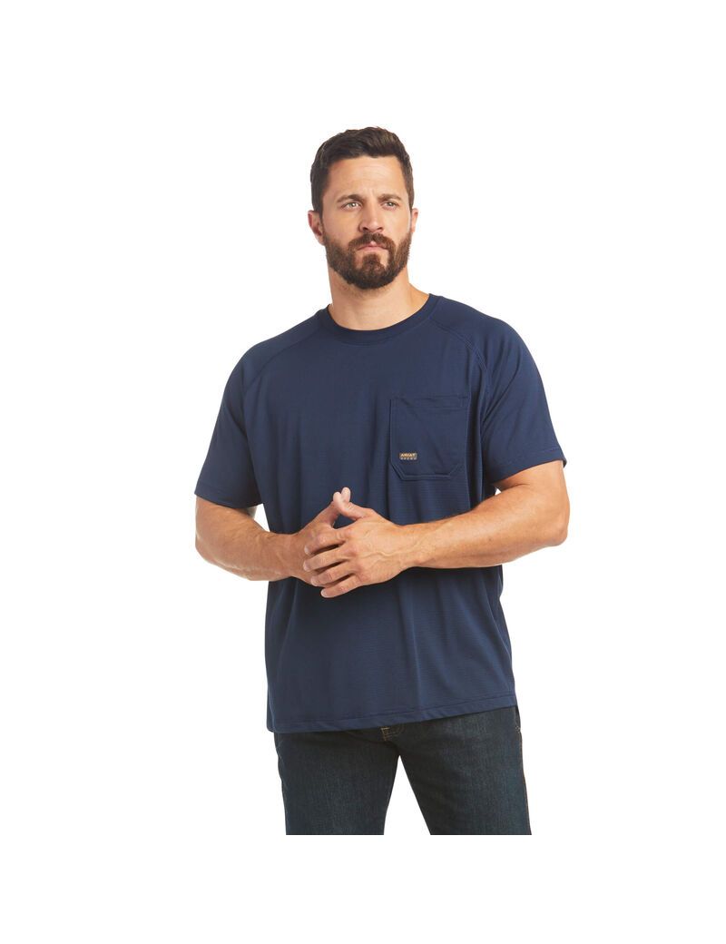 Vêtements De Travail Ariat Rebar Heat Fighter T Shirts Bleu Marine | NPB-5586873