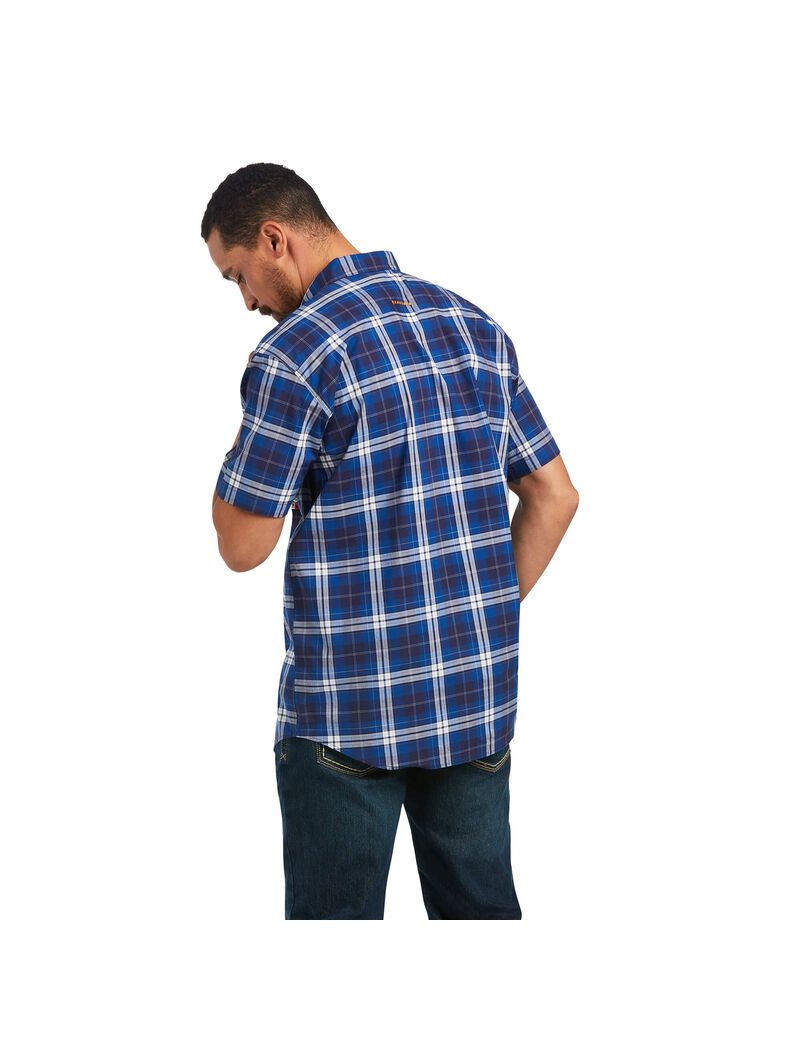 Vêtements De Travail Ariat Rebar Made Tough DuraStretch Travail Shirts Bleu Marine | XKJ-9479865