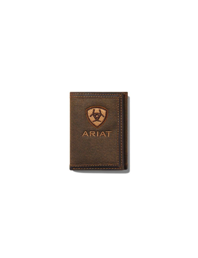 Portefeuilles Ariat Tan Shield Brown Fabric Trifold Marron | NCP-5831956