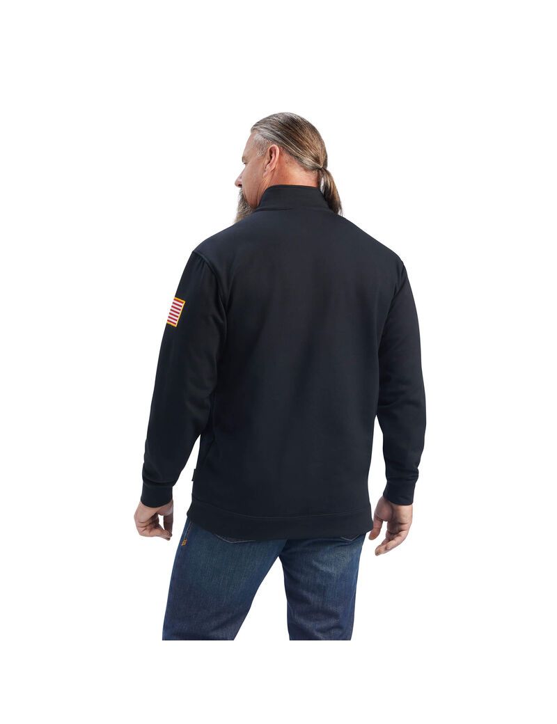 Chemises Ariat FR Durastrech Fleece 1/2 Zip Job Noir | HJM-8181056