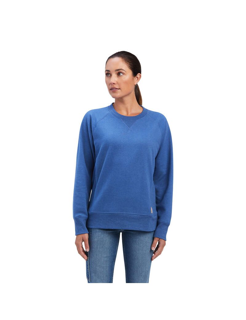 Vêtements De Travail Ariat Rebar Workman Washed Fleece Sweatshirt Bleu Marine | RYE-2849094