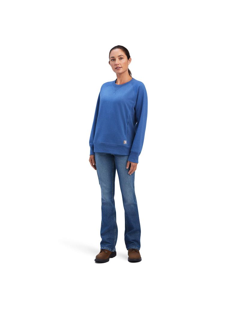 Vêtements De Travail Ariat Rebar Workman Washed Fleece Sweatshirt Bleu Marine | RYE-2849094