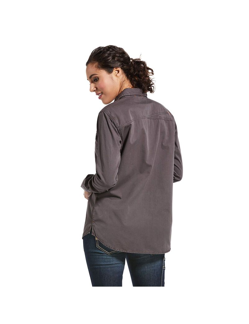 Vêtements De Travail Ariat Rebar Washed Twill Travail Shirts Grise | PAP-2357919