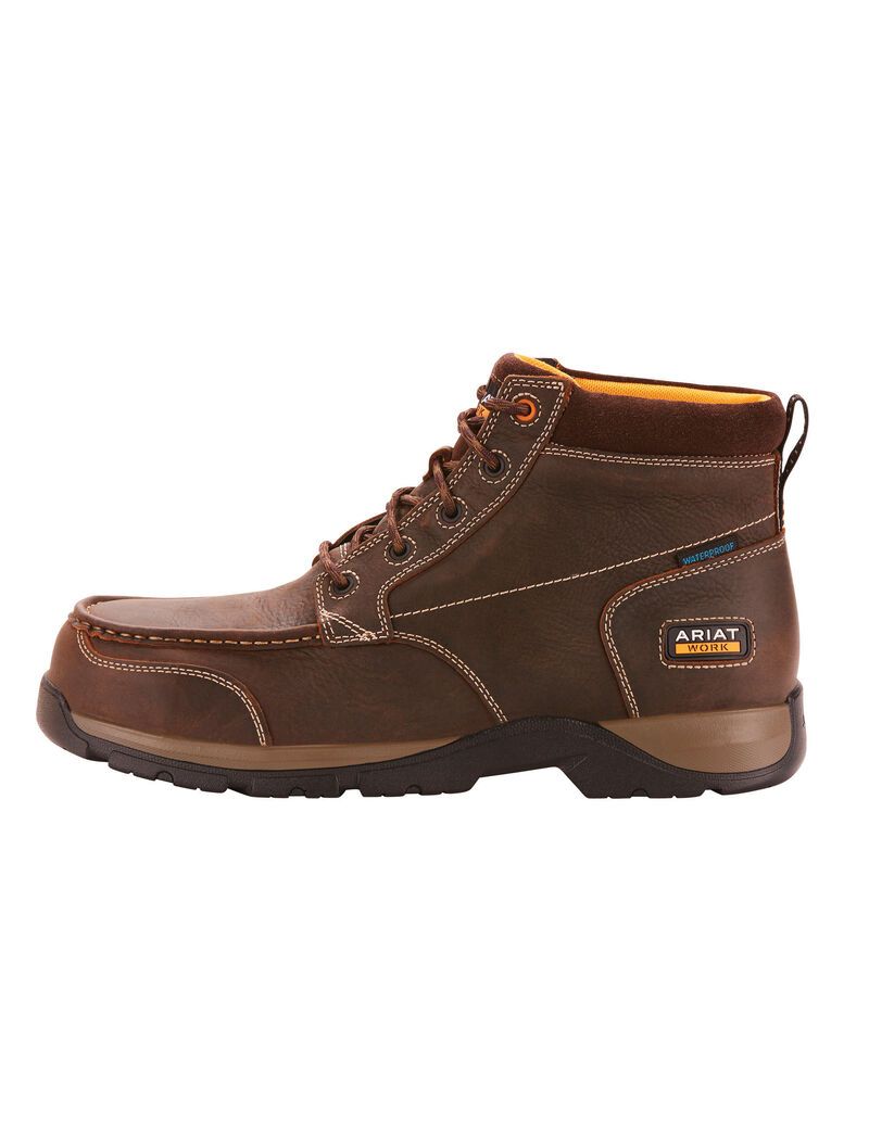 Bottes Imperméables Ariat Edge LTE Chukka Composite Embout Travail Marron Foncé | IDK-7809671