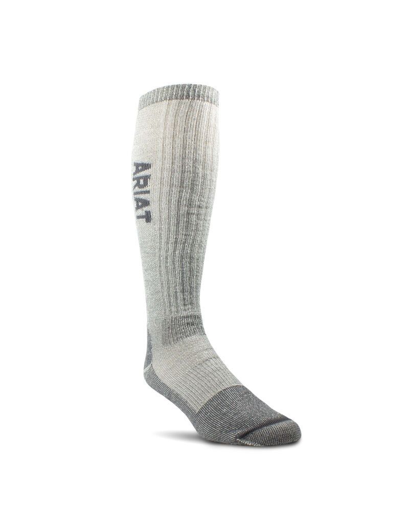 Chaussettes Ariat Midweight Merino Laine Blend Over The Calf Steel Embout Travail Grise | IZC-9232656