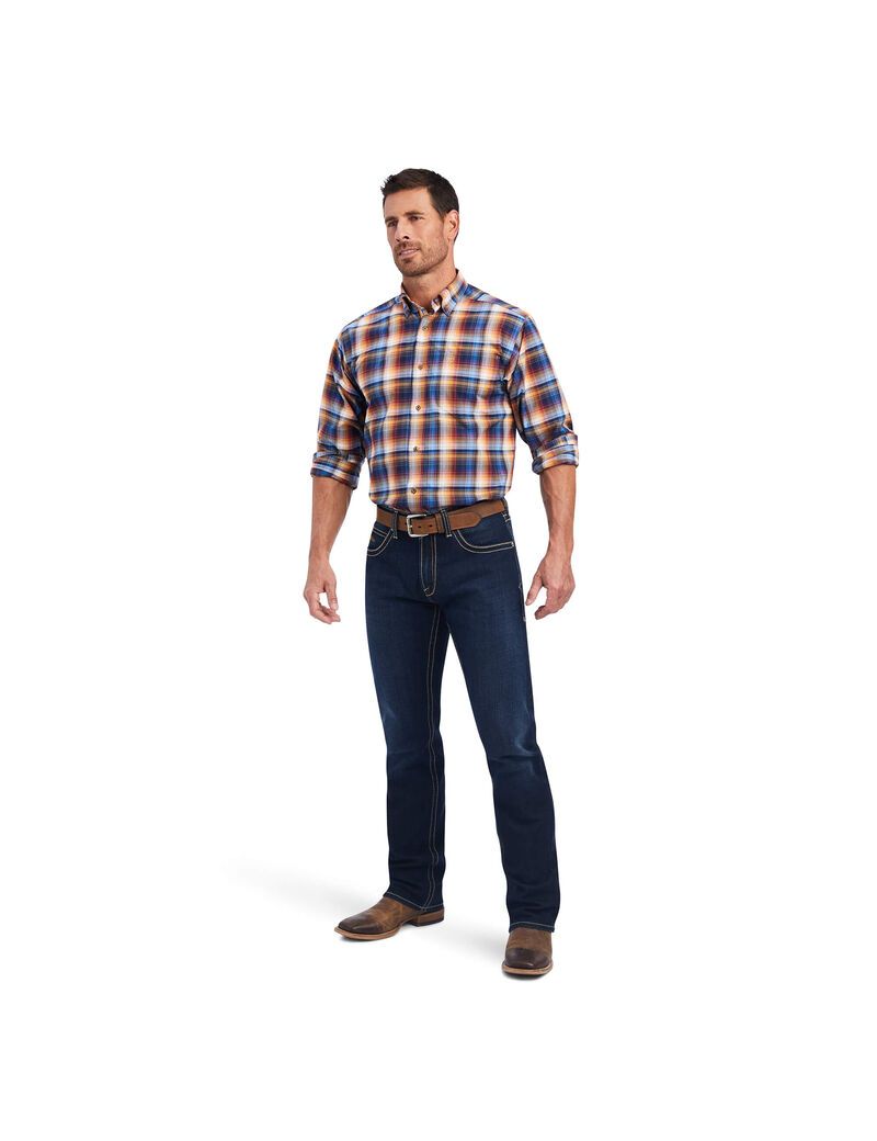 Chemises De Costume Ariat Pro Series Nigel Stretch Classiche Fit Bleu | WVL-3838118