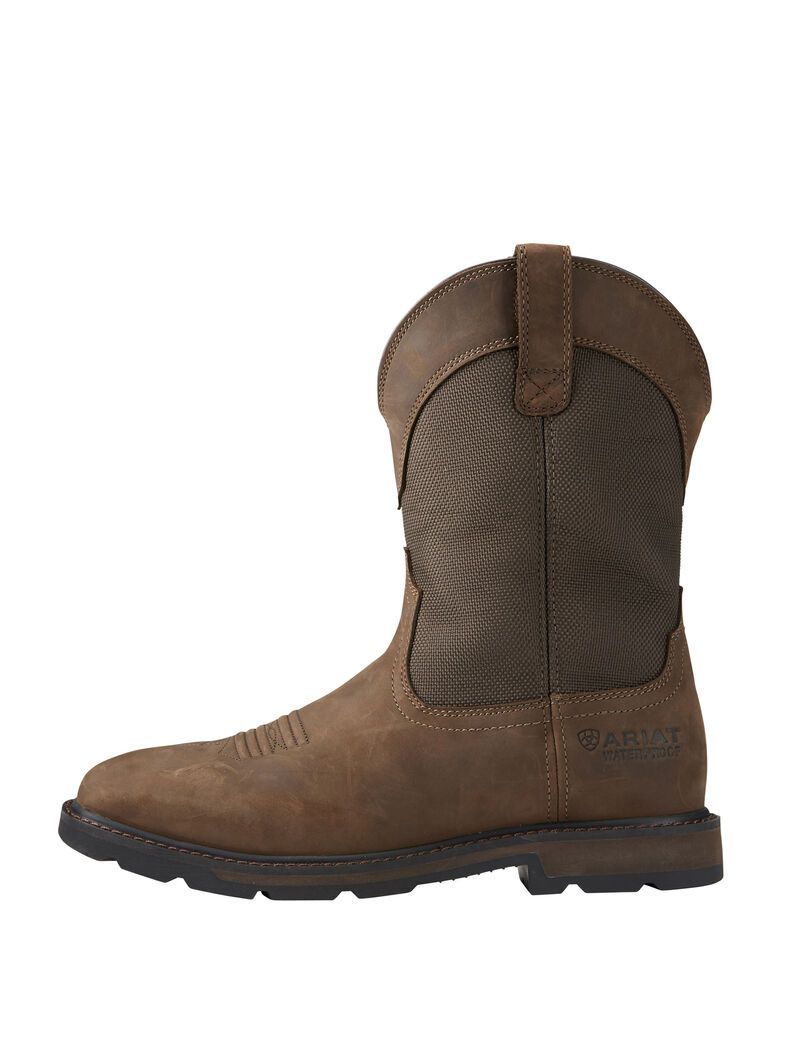 Bottes Imperméables Ariat Groundbreaker Larges Square Embout Travail Marron | OAQ-3006829