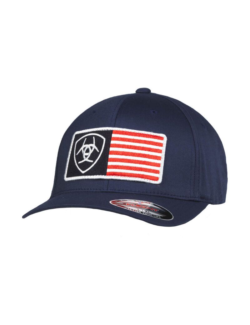 Casquettes Ariat Usa flag patch shield Bleu Marine | DHW-6175140