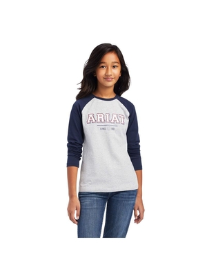 T Shirts Ariat Varsity Bleu Marine Grise | ZFP-9423765