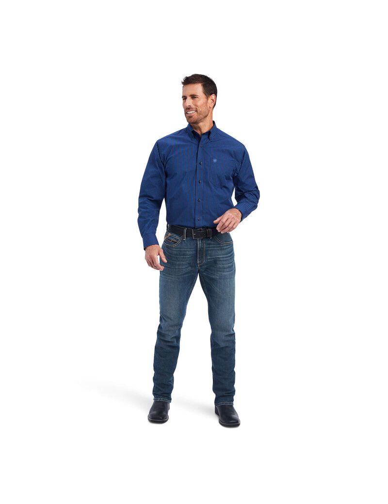 Chemises De Costume Ariat Pro Series Nelson Classiche Fit Bleu | UYW-0218496