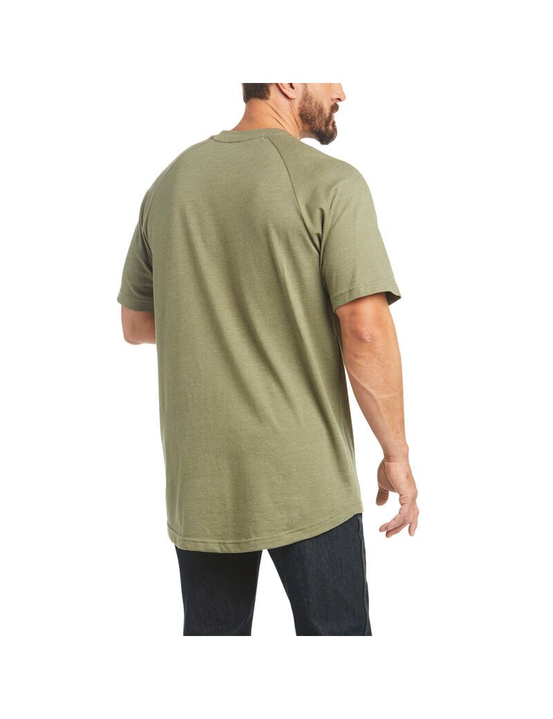 Vêtements De Travail Ariat Rebar Coton Strong T Shirts Vert Olive | LFT-7761291