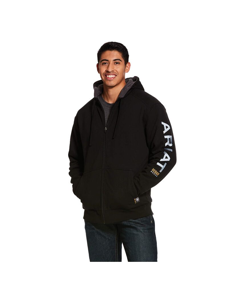 Sweat à Capuche Ariat Rebar All-Weather Full Zip Noir | FUT-8894095