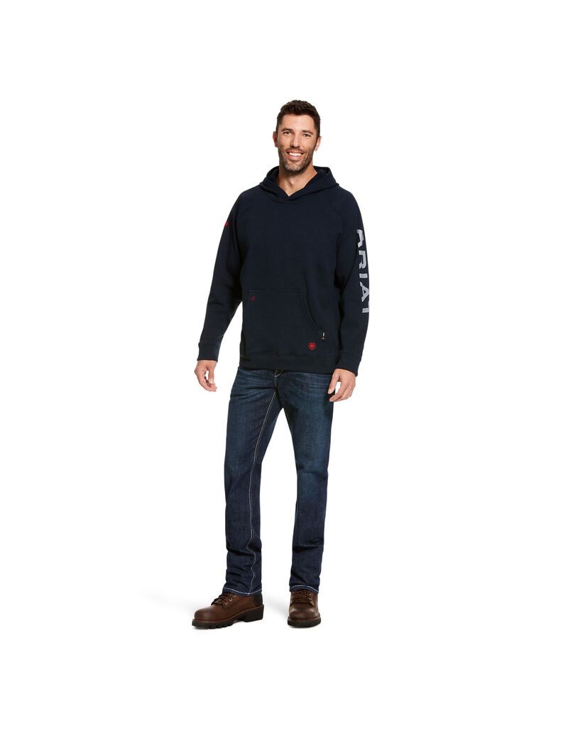 Sweat à Capuche Ariat FR Primo Fleece Logo Bleu Marine | NLJ-6202791