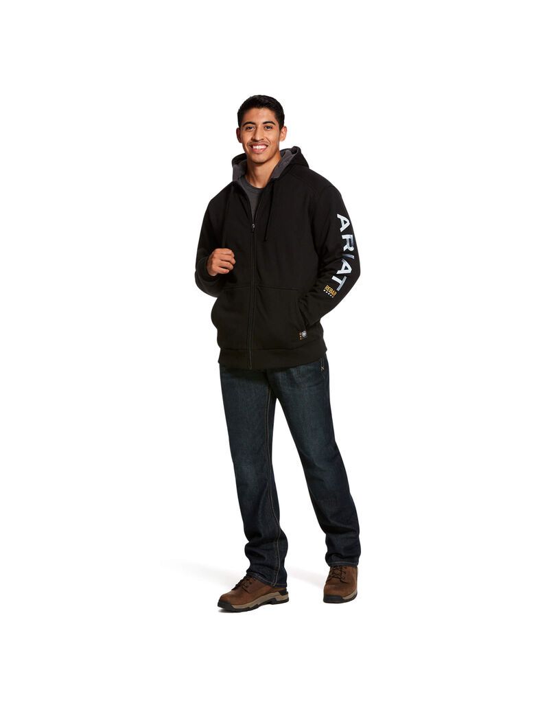 Sweat à Capuche Ariat Rebar All-Weather Full Zip Noir | FUT-8894095