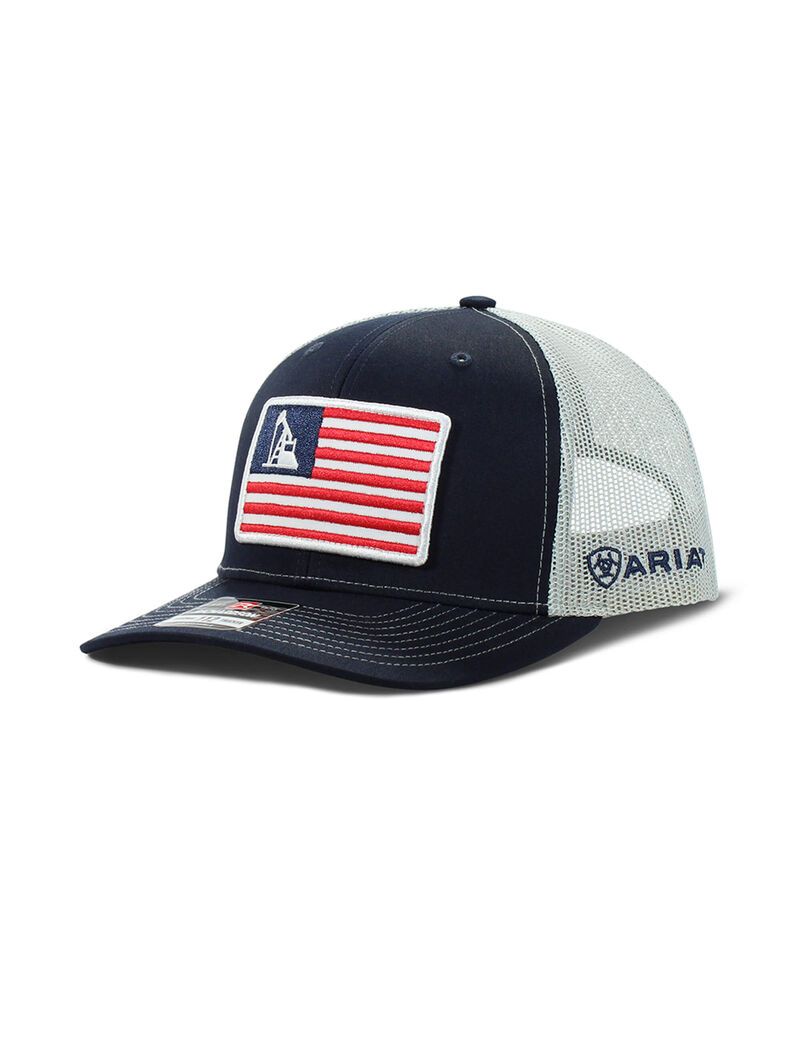 Casquettes Ariat Usa flag patch logo Bleu Marine | NCW-9910160