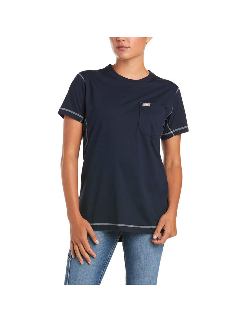 Vêtements De Travail Ariat Rebar Travail Woman Camo Flag T Shirts Bleu Marine | OSF-3036824