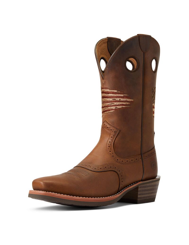 Bottes Western Ariat Roughstock Patriot Marron | ITF-3724151