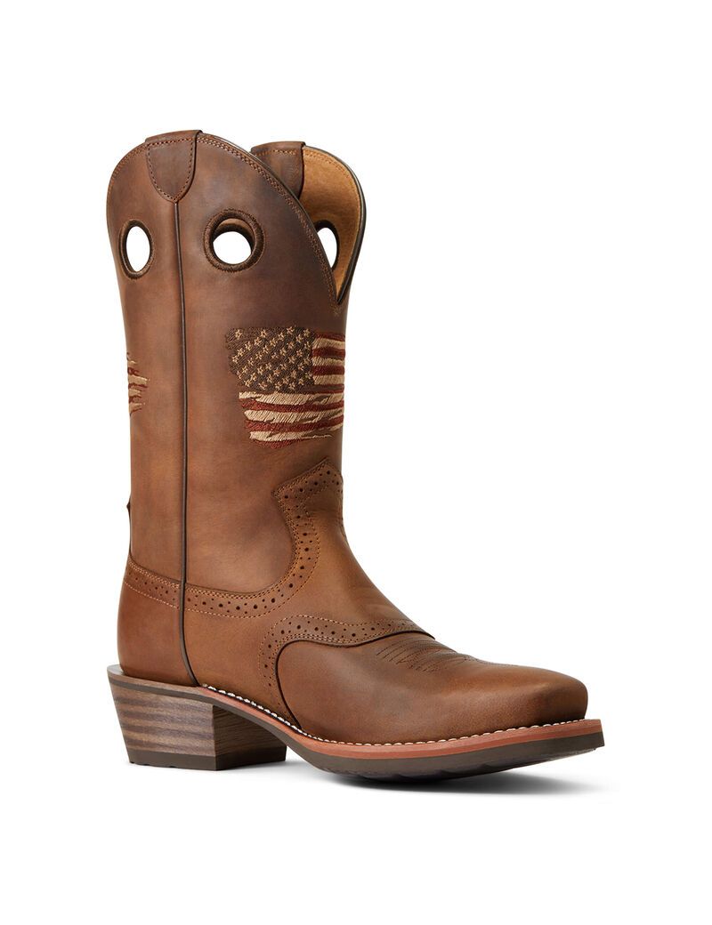 Bottes Western Ariat Roughstock Patriot Marron | ITF-3724151