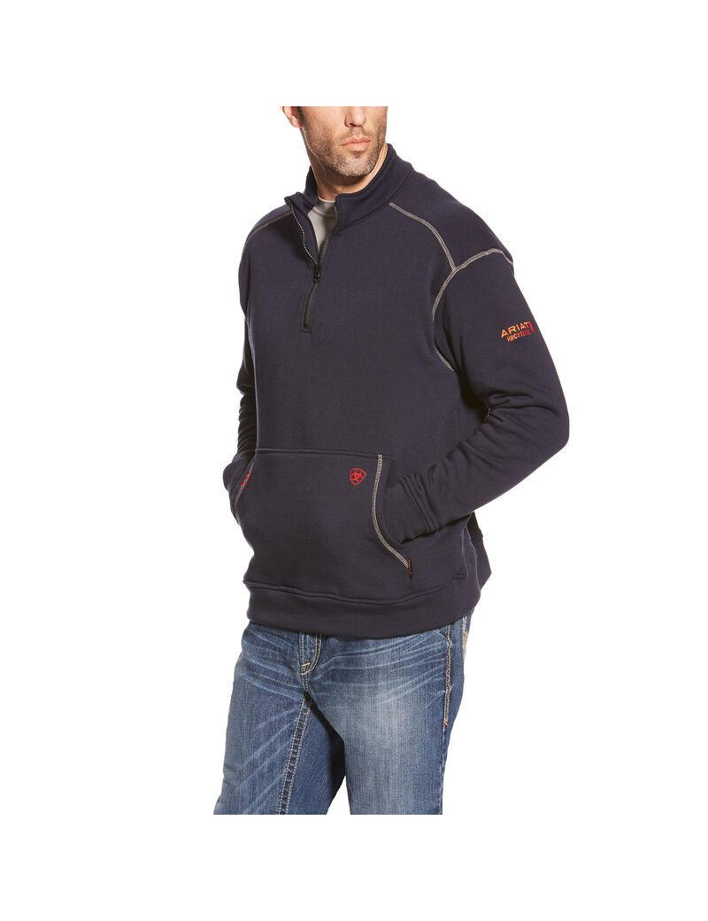 Hauts Ariat FR Polartec Fleece 1/4 Zip Bleu Marine | POT-8312847