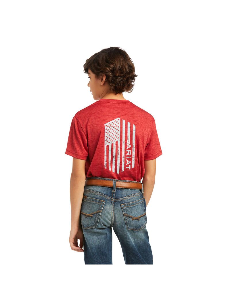 T Shirts Ariat Charger Vertical Flag Tee Multicolore | NNA-8733423