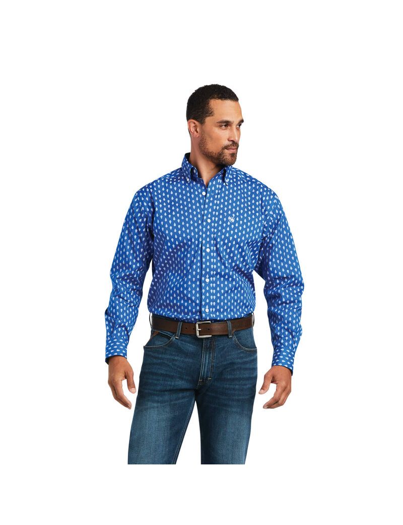 Chemises De Costume Ariat Alan Stretch Classiche Fit Bleu | EIW-3834887