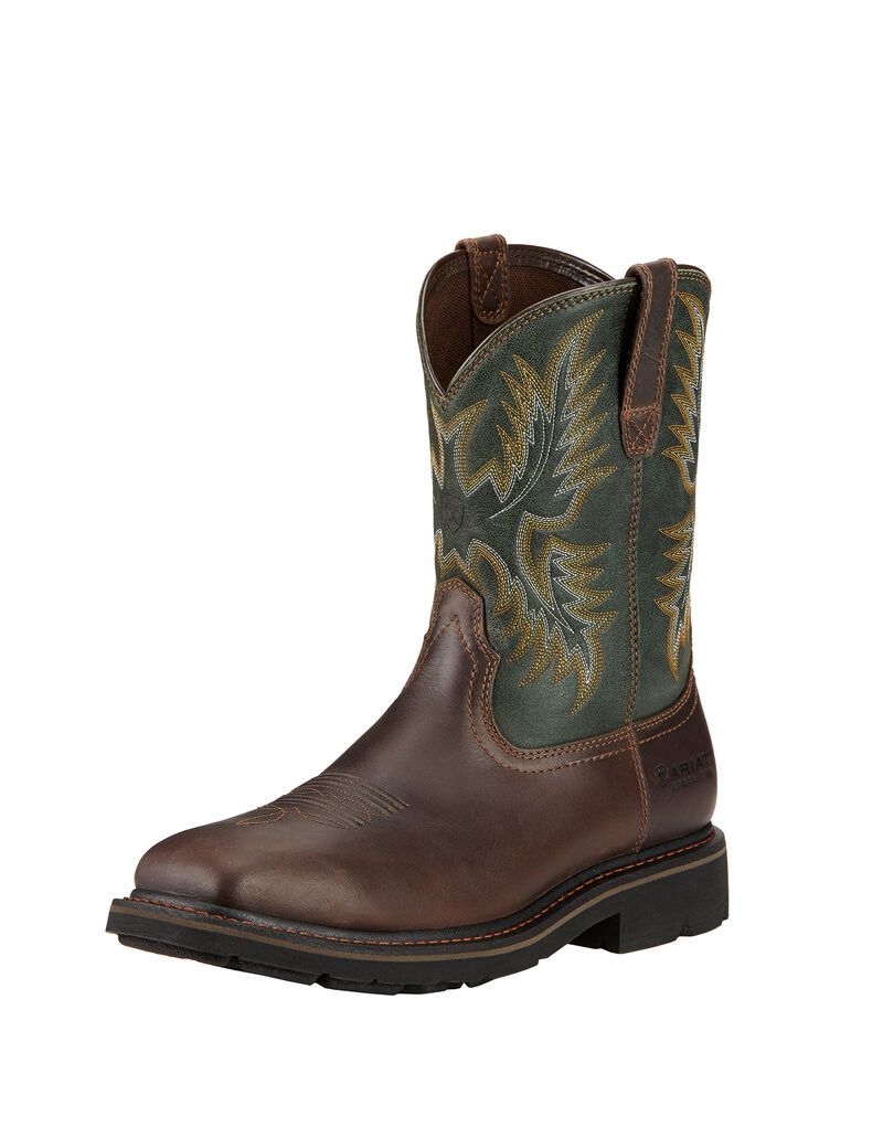 Bottes de Travail Ariat Sierra Larges Square Embout Steel Embout Marron Foncé | BKO-9609260