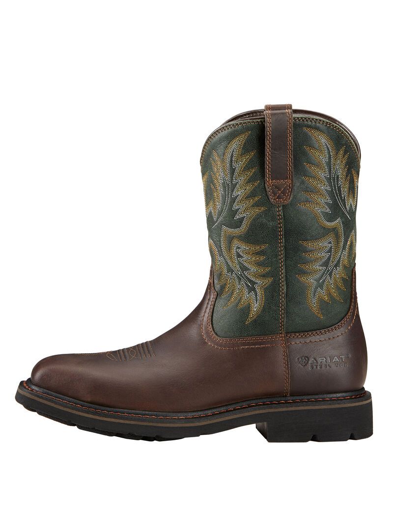 Bottes de Travail Ariat Sierra Larges Square Embout Steel Embout Marron Foncé | BKO-9609260