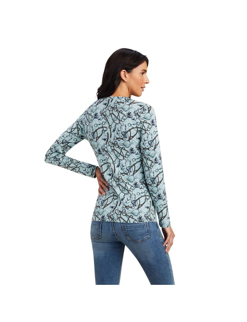 Chemises Ariat Melange Print Bleu | LDE-3577223