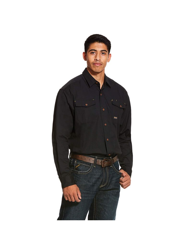 Chemises De Costume Ariat Rebar Made Tough DuraStretch Travail Noir | DRC-1256838