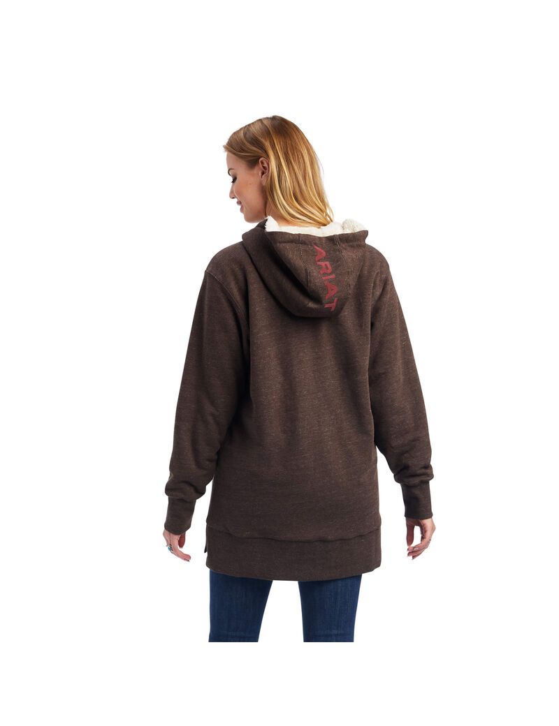 Sweat à Capuche Ariat REAL Sherpa Doublée Long Full Zip Multicolore | GPB-4591710