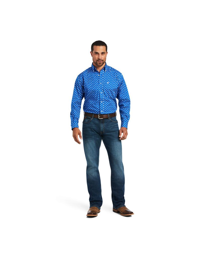 Chemises De Costume Ariat Alan Stretch Classiche Fit Bleu | EIW-3834887