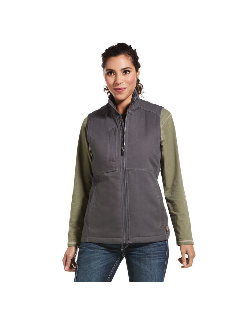 Vêtements De Travail Ariat Rebar DuraCanvas Insulated Vest Grise | JSV-3010194