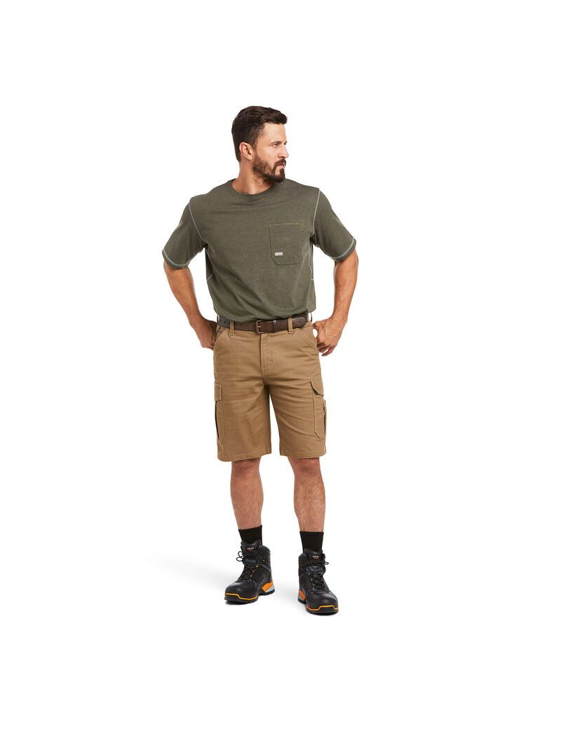 Shorts Ariat Rebar DuraStretch Made Tough Cargo Kaki | XUJ-0832247