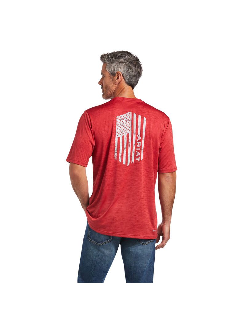 T Shirts Ariat Charger Vertical Flag Tee Multicolore | KNC-8747745