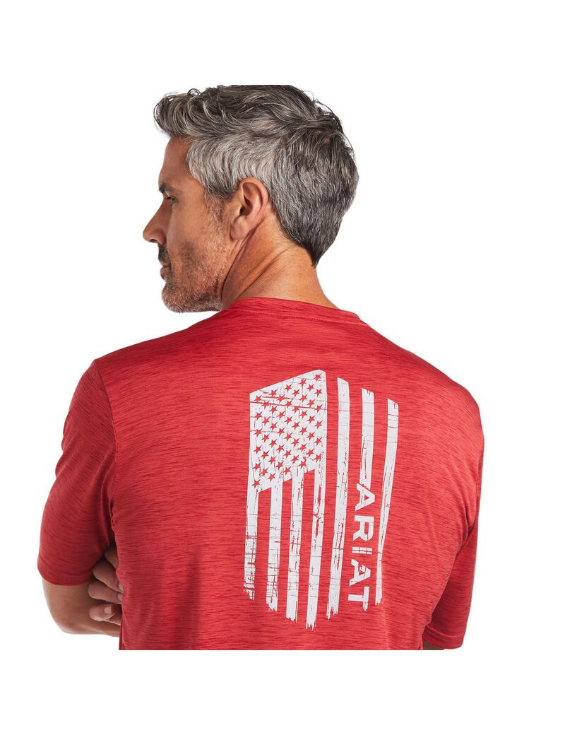 T Shirts Ariat Charger Vertical Flag Tee Multicolore | KNC-8747745