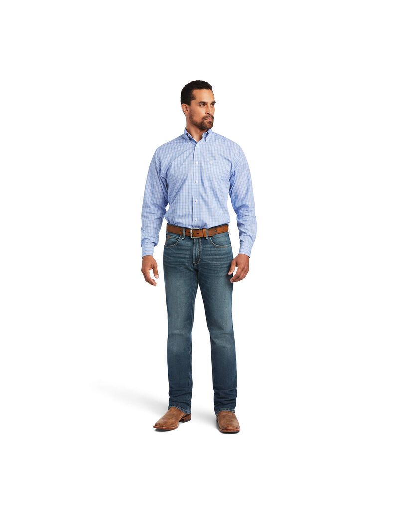 Chemises De Costume Ariat Wrinkle Free Noah Fitted Bleu | TSZ-0157614