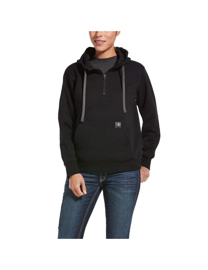 Sweat à Capuche Ariat Rebar Skill Set 1/2 Zip Noir | FJV-7820357