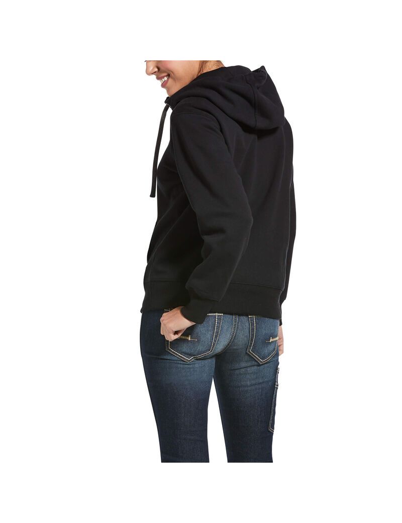 Sweat à Capuche Ariat Rebar Skill Set 1/2 Zip Noir | FJV-7820357