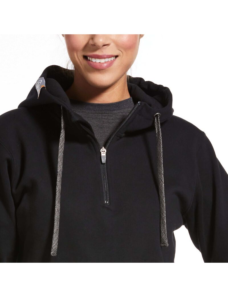 Sweat à Capuche Ariat Rebar Skill Set 1/2 Zip Noir | FJV-7820357