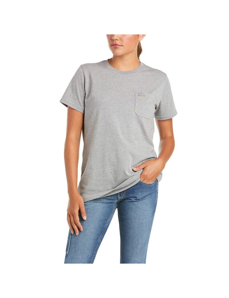 Vêtements De Travail Ariat Rebar Coton Strong T Shirts Grise | QKM-1600311