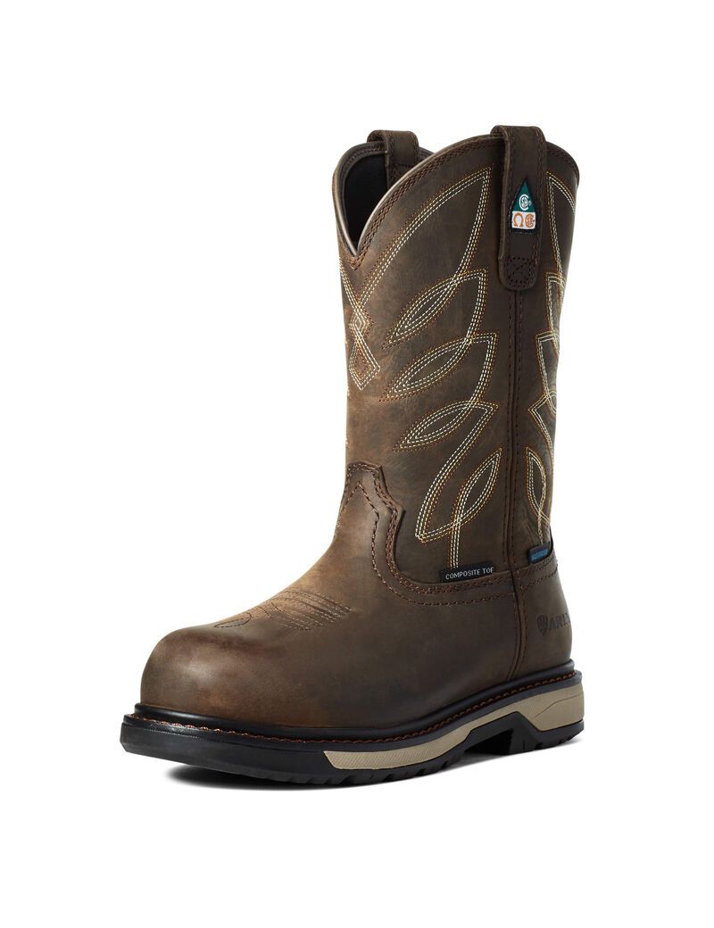 Bottes de Travail Ariat Riveter CSA Imperméables Composite Embout Marron Foncé | ULV-6209935